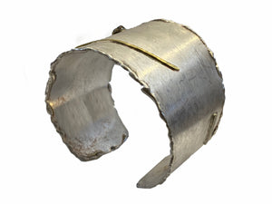 Pure Silver Cuff with Diamonds and 24K Gold